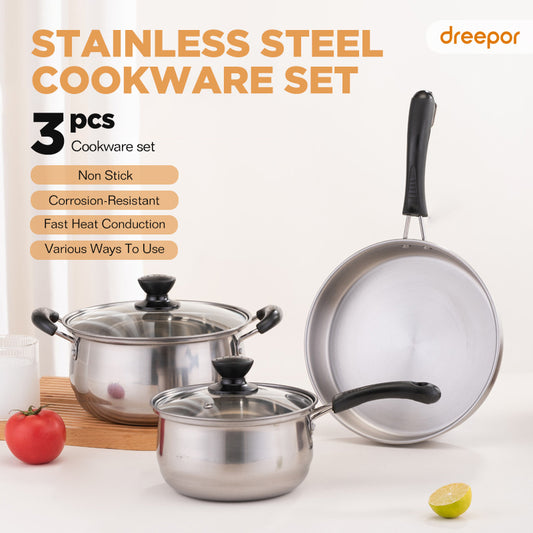 Dreepor 3-Piece Stainless Steel Cookware