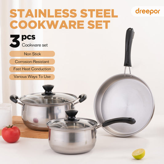 Dreepor 3-Piece Stainless Steel Cookware
