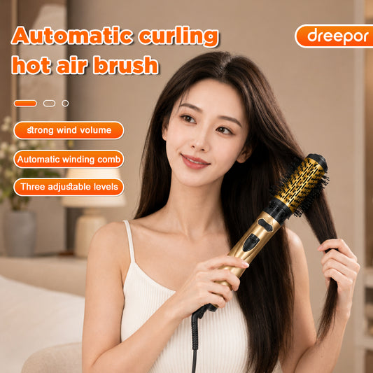 Dreepor 2-in-1 Hot Air Styling Brush | Hair Dryer & Volumizer Brush | Fast Drying Hair Curler