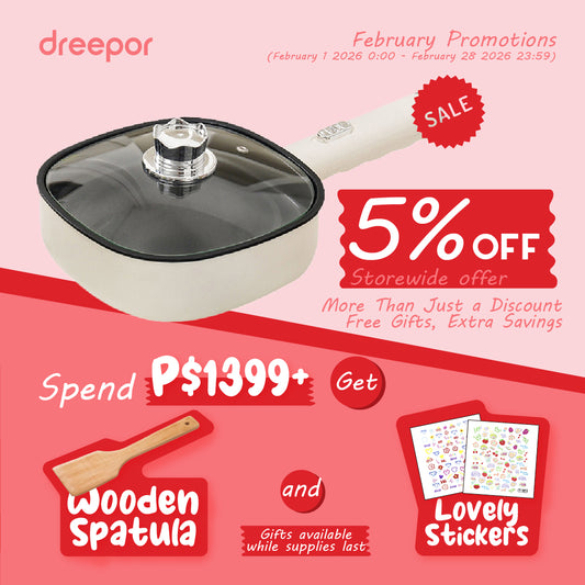 Dreepor Mini Non-Stick Electric Skillet - 2-in-1 Fry & Grill Pan