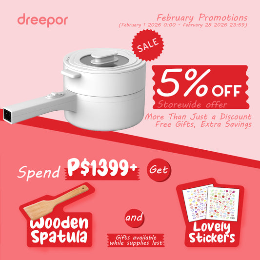 Dreepor Multi-Function electric Cooking Pot 2L – Non-Stick Pot for Rice, Noodles & Soup