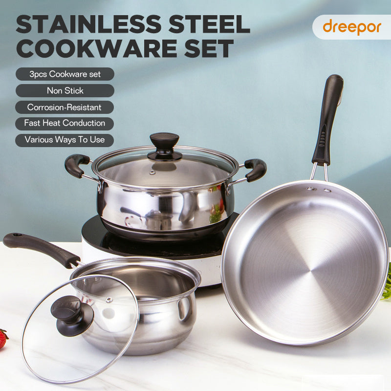 Dreepor 3-Piece Stainless Steel Cookware