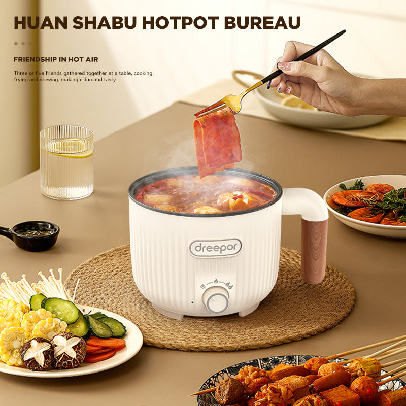 Dreepor Mini Rice Cooker: 3-Cup Multifunctional Pot with Steamer Basket