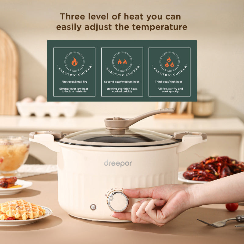 2-in-1 Dreepor Electric Cooker Hot Pot — Perfect for Filipino Cooking, Soups & Stir-Fry