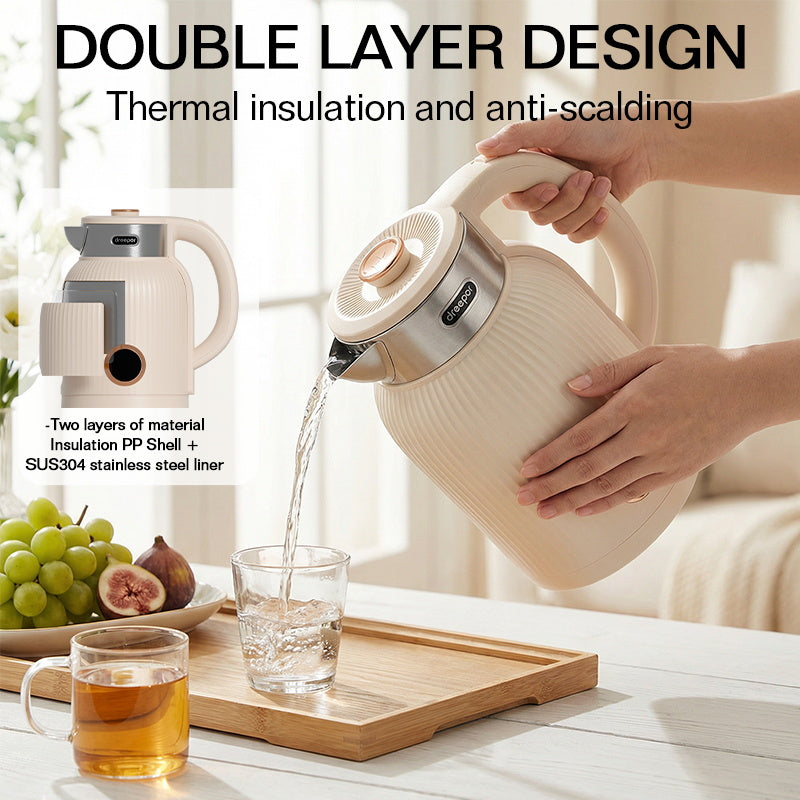 Dreepor 2.3L Electric Kettle – 1500W Fast Boil, 304 Stainless Steel, Auto Shut-Off