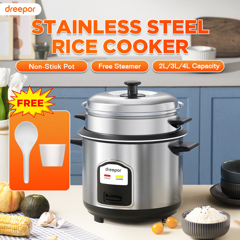 Dreepor Electric Rice Cooker with Steamer