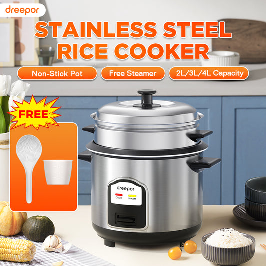 Dreepor Electric Rice Cooker with Steamer