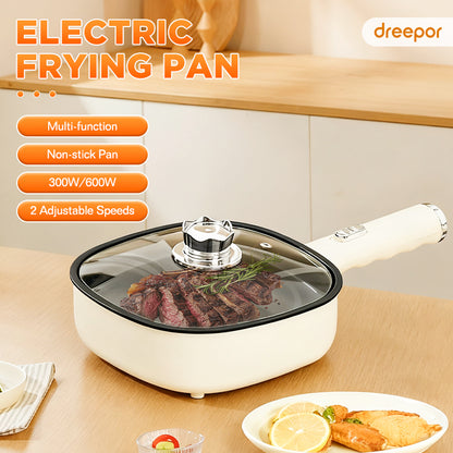 Dreepor Mini Non-Stick Electric Skillet - 2-in-1 Fry & Grill Pan