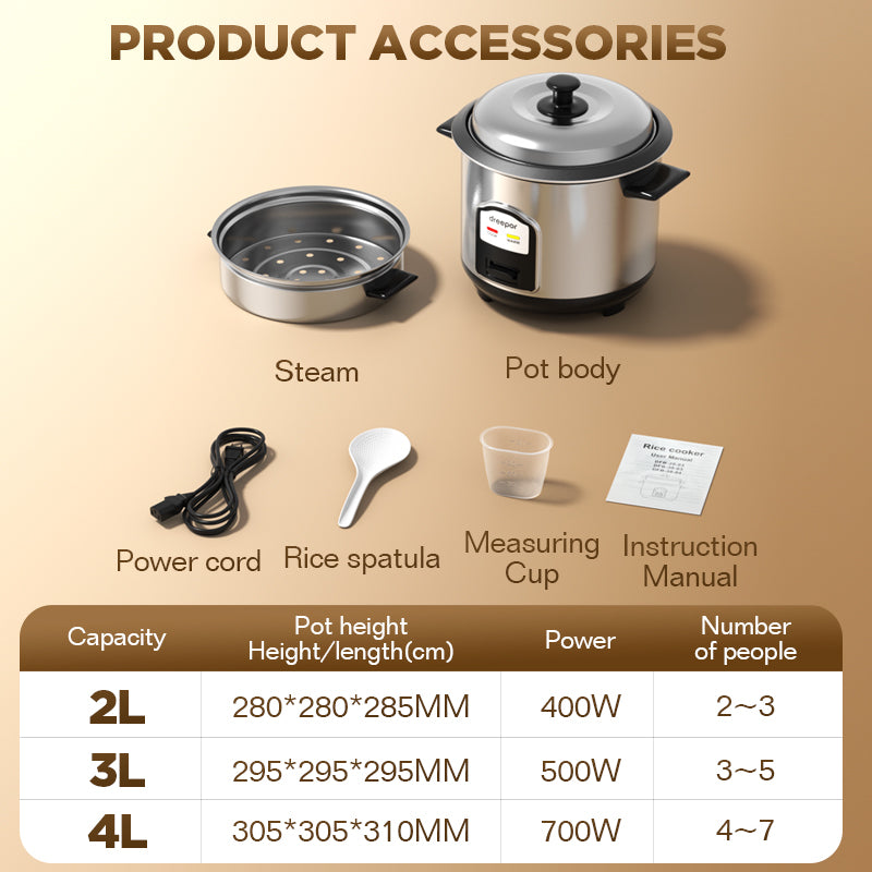 Dreepor Electric Rice Cooker with Steamer
