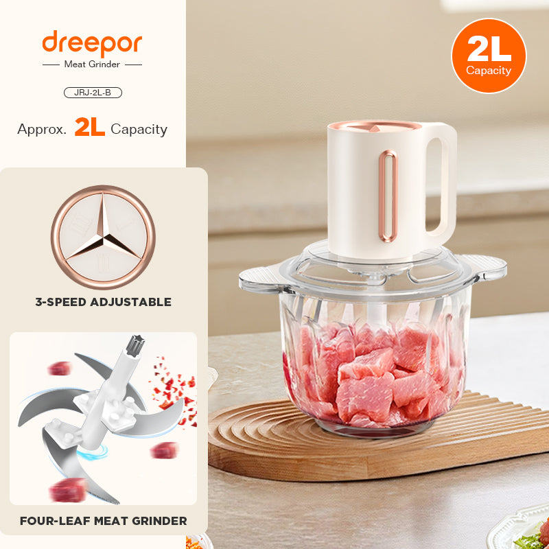 Dreepor Electric Food Chopper 2L/3L – Multi-Purpose Meat Grinder & Vegetable Processor