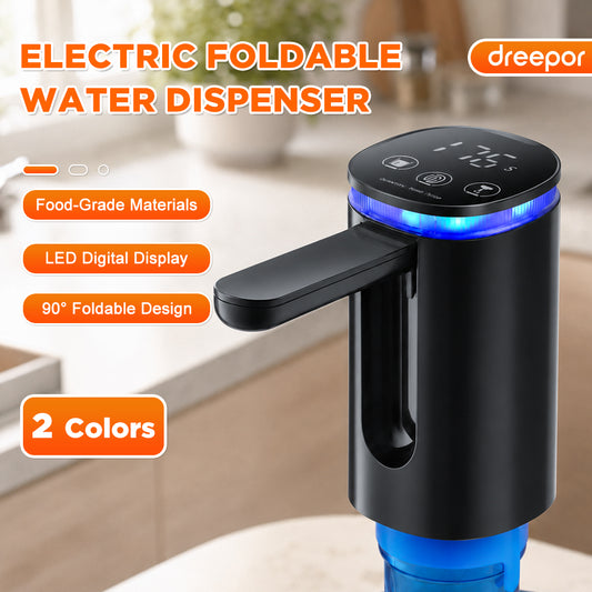 Dreepor Automatic Water Dispenser Pump | Foldable, LED Display & Type-C Rechargeable