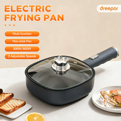 Dreepor Mini Non-Stick Electric Skillet - 2-in-1 Fry & Grill Pan