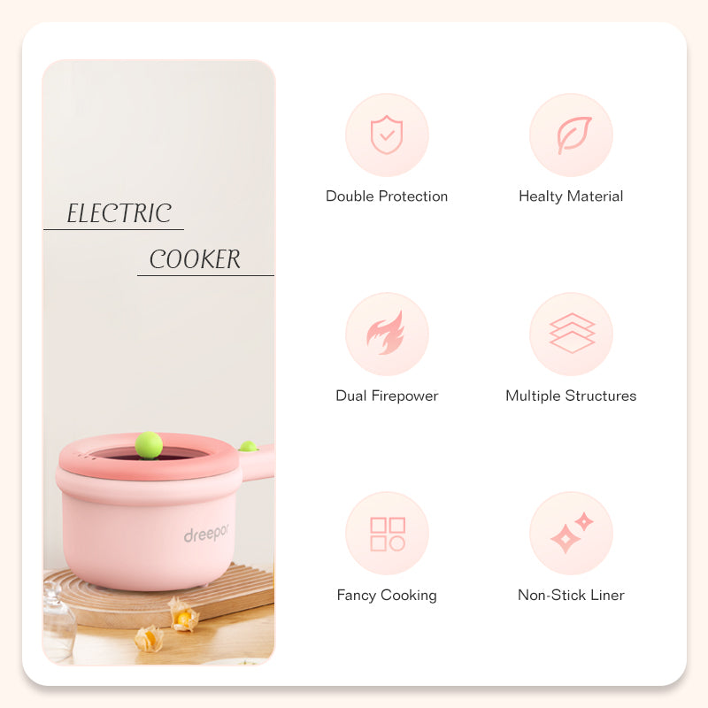 Dreepor Multi-function Electric Cooker Mini Non-stick Pan