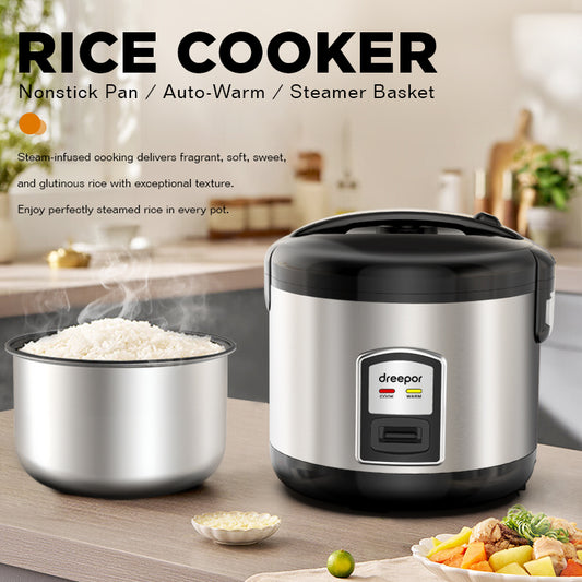 Dreepor Large Capacity Rice Cooker - 3L / 4L Pot with Food Steamer
