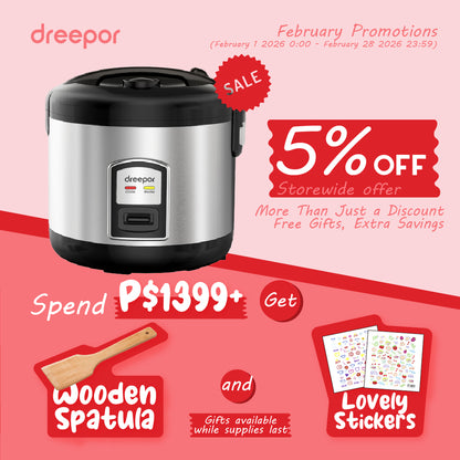 Dreepor Large Capacity Rice Cooker - 3L / 4L Pot with Food Steamer