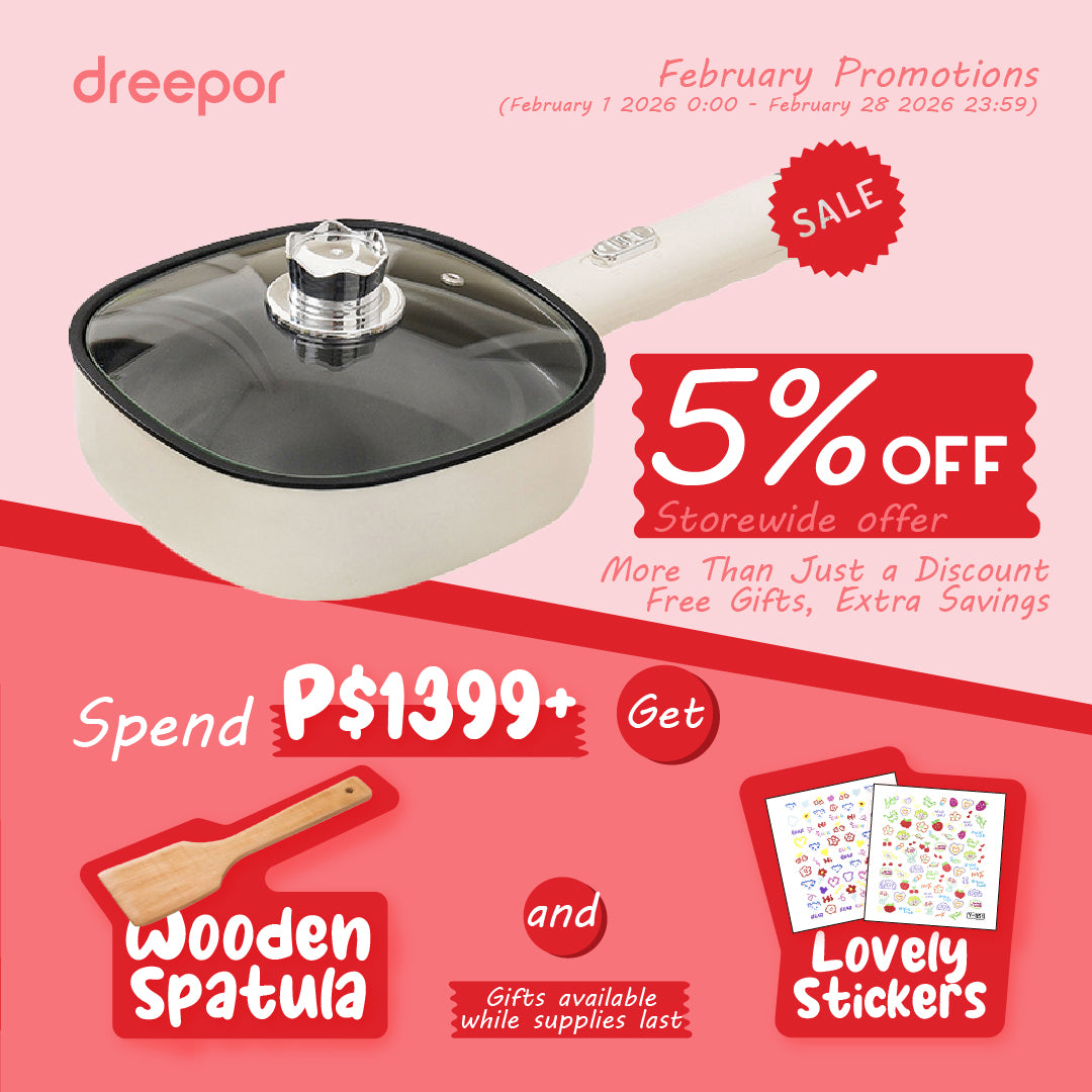 Dreepor Mini Non-Stick Electric Skillet - 2-in-1 Fry & Grill Pan