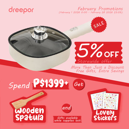 Dreepor Mini Non-Stick Electric Skillet - 2-in-1 Fry & Grill Pan