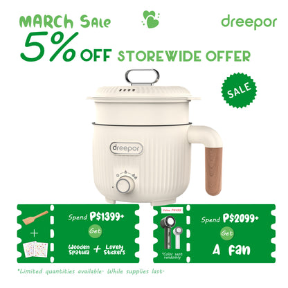 Dreepor Mini Electric Cooker:  Multifunctional Pot with Steamer Basket
