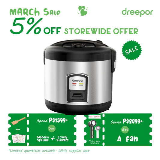 Dreepor Large Capacity Rice Cooker - 3L / 4L Pot with Food Steamer