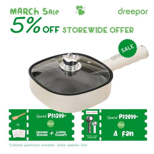 Dreepor Mini Non-Stick Electric Skillet - 2-in-1 Fry & Grill Pan