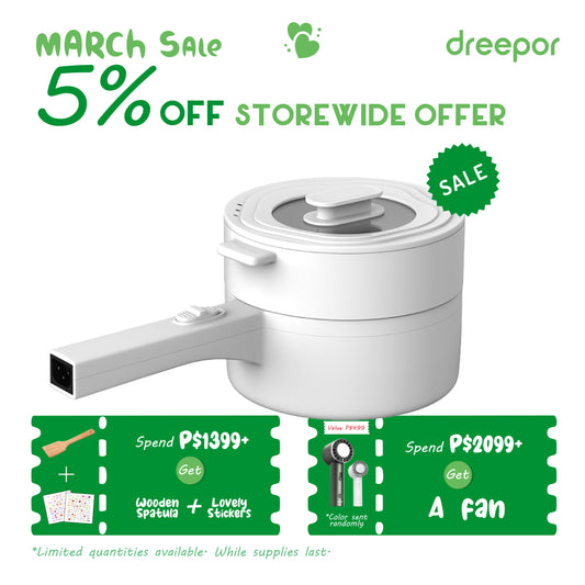 Dreepor Multi-Function electric Cooking Pot 2L – Non-Stick Pot for Rice, Noodles & Soup