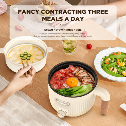 Dreepor Mini Rice Cooker: 3-Cup Multifunctional Pot with Steamer Basket