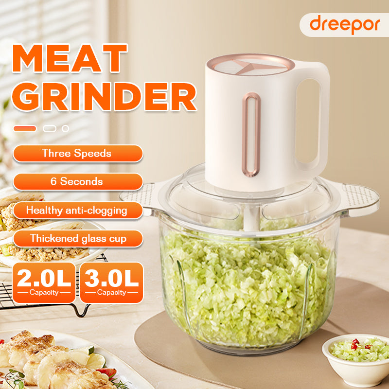 Dreepor Electric Food Chopper 2L/3L – Multi-Purpose Meat Grinder & Vegetable Processor