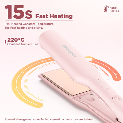 Dreepor 2-in-1 Ionic Hair Straightener & Curler – 15s Fast Heating Ceramic Flat Iron for Smooth & Shiny Hair