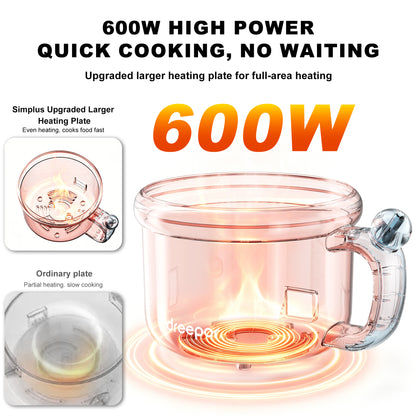 Dreepor Multi-Function Electric Cooker 1.5L | Portable Hot Pot for Noodles, Soup & Daily Meals