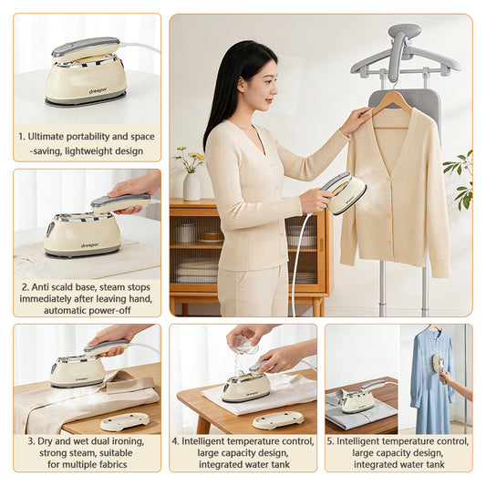 Dreepor 1300W Foldable Steam Iron – Portable Handheld with 160ml Water Tank