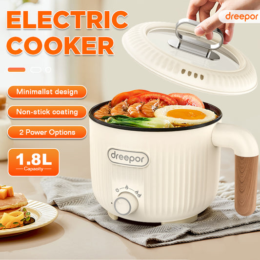 Dreepor Mini Rice Cooker: 3-Cup Multifunctional Pot with Steamer Basket