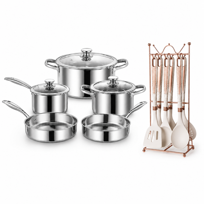 Dreepor 304 Stainless Steel Soup Pot with Glass Lid – Non-Stick Cooking Pot PH