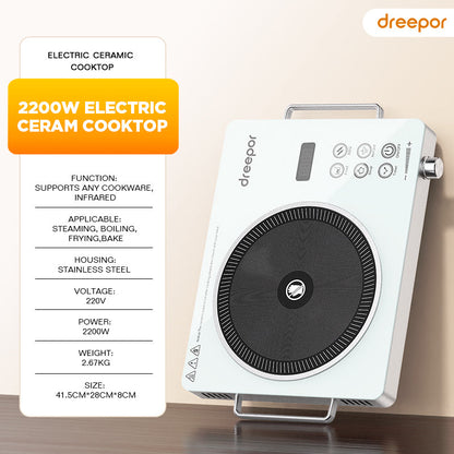 Dreepor 2200W Electric Ceramic Cooker – Fast & Easy Cooking for Everyday Meals