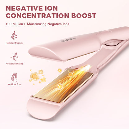 Dreepor 2-in-1 Ionic Hair Straightener & Curler – 15s Fast Heating Ceramic Flat Iron for Smooth & Shiny Hair