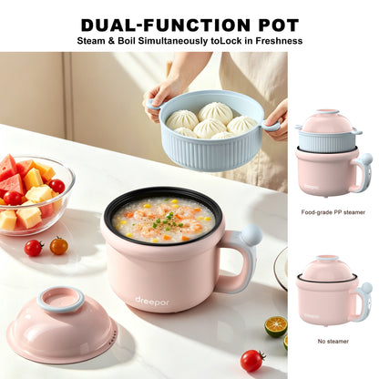Dreepor Multi-Function Electric Cooker 1.5L | Portable Hot Pot for Noodles, Soup & Daily Meals
