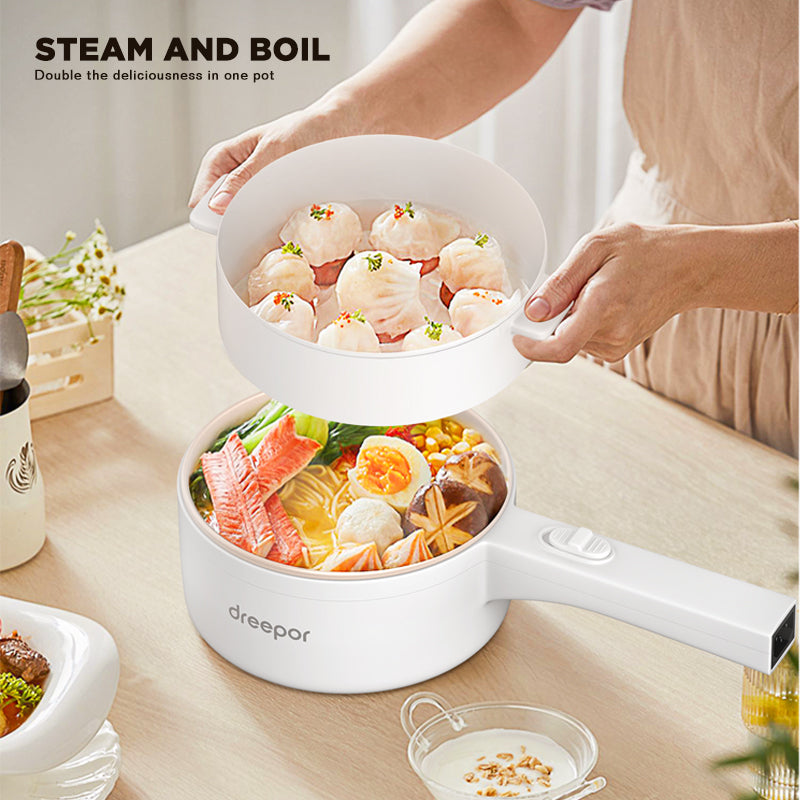 Dreepor Multi-Function electric Cooking Pot 2L – Non-Stick Pot for Rice, Noodles & Soup