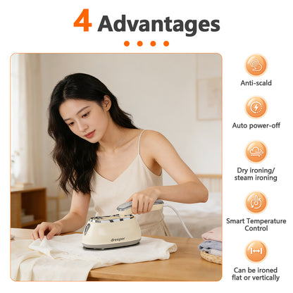 Dreepor 1300W Foldable Steam Iron – Portable Handheld with 160ml Water Tank