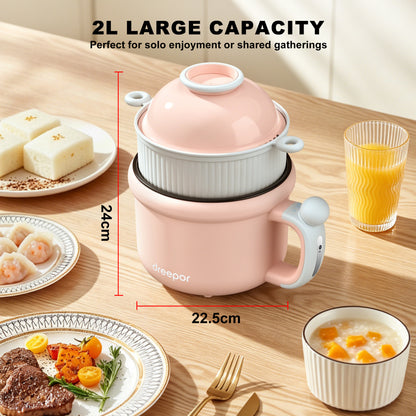 Dreepor Multi-Function Electric Cooker 1.5L | Portable Hot Pot for Noodles, Soup & Daily Meals