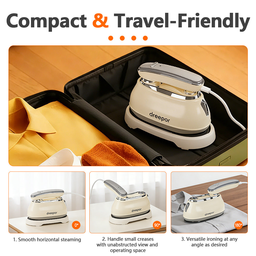 Dreepor 1300W Foldable Steam Iron – Portable Handheld with 160ml Water Tank