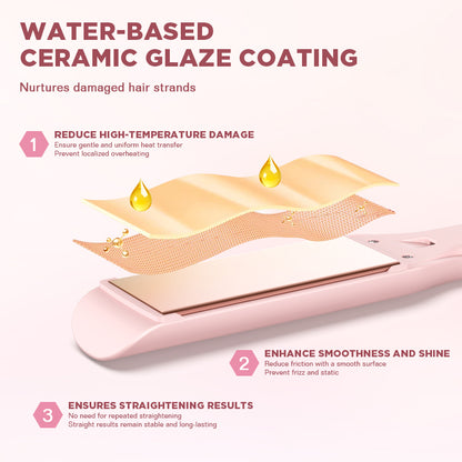 Dreepor 2-in-1 Ionic Hair Straightener & Curler – 15s Fast Heating Ceramic Flat Iron for Smooth & Shiny Hair