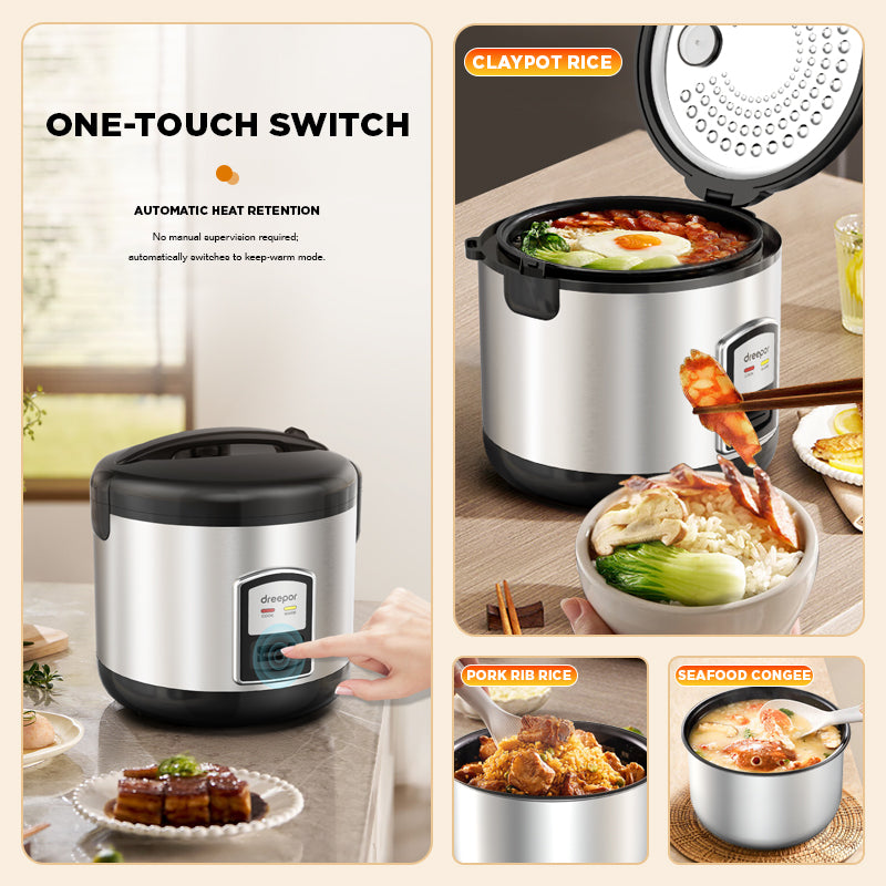 Dreepor Large Capacity Rice Cooker - 3L / 4L Pot with Food Steamer