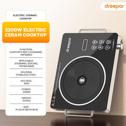 Dreepor 2200W Electric Ceramic Cooker – Fast & Easy Cooking for Everyday Meals