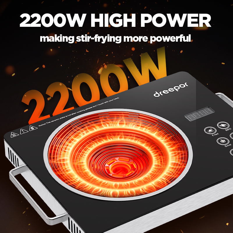 Dreepor 2200W Electric Ceramic Cooker – Fast & Easy Cooking for Everyday Meals