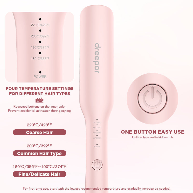 Dreepor 2-in-1 Ionic Hair Straightener & Curler – 15s Fast Heating Ceramic Flat Iron for Smooth & Shiny Hair