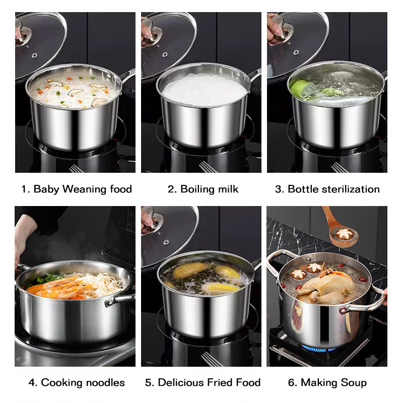 Dreepor 304 Stainless Steel Soup Pot with Glass Lid – Non-Stick Cooking Pot PH