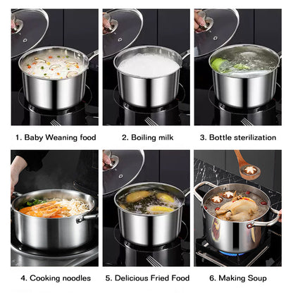 Dreepor 304 Stainless Steel Soup Pot with Glass Lid – Non-Stick Cooking Pot PH