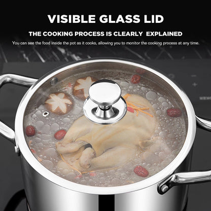 Dreepor 304 Stainless Steel Soup Pot with Glass Lid – Non-Stick Cooking Pot PH
