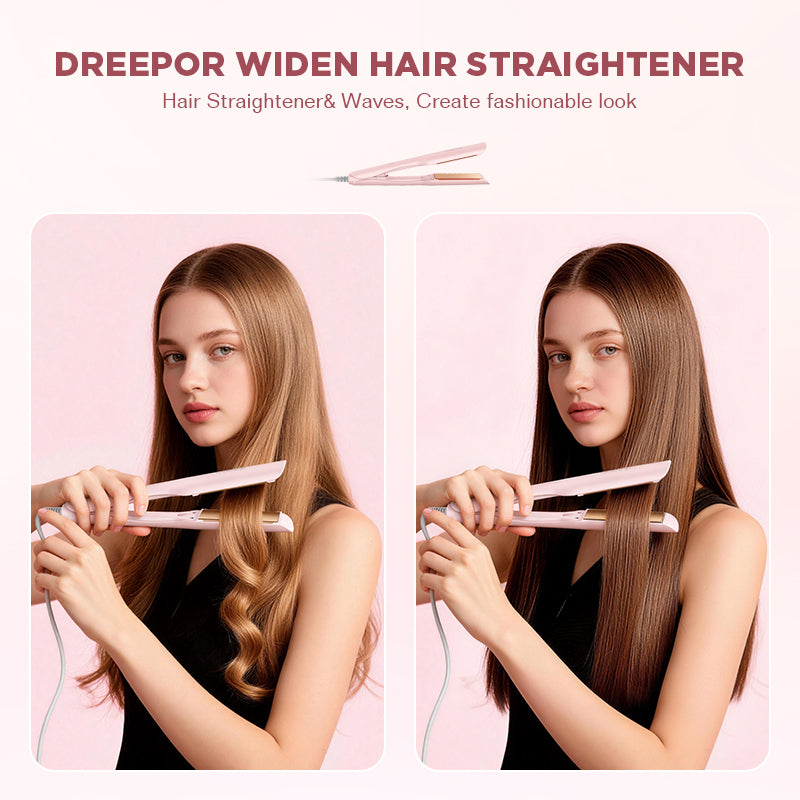 Dreepor 2-in-1 Ionic Hair Straightener & Curler – 15s Fast Heating Ceramic Flat Iron for Smooth & Shiny Hair