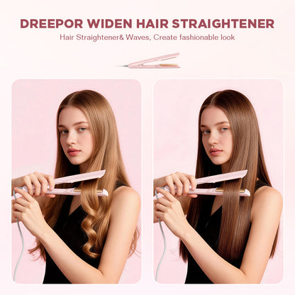 Dreepor 2-in-1 Ionic Hair Straightener & Curler – 15s Fast Heating Ceramic Flat Iron for Smooth & Shiny Hair