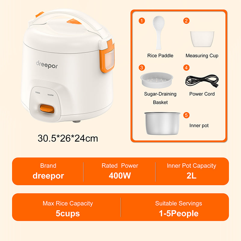 Dreepor Easy Rice Cooker with Steamer